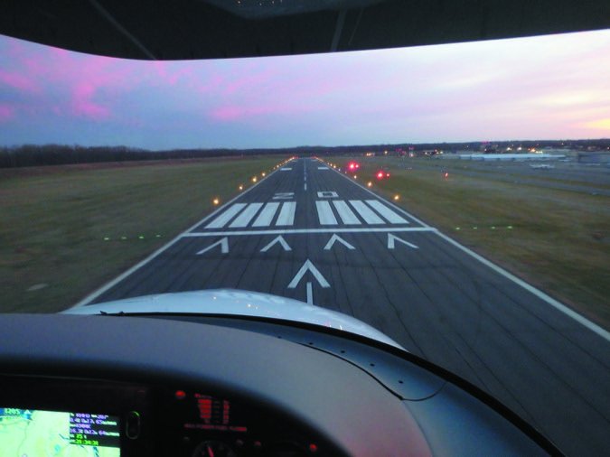 runway at dusk
